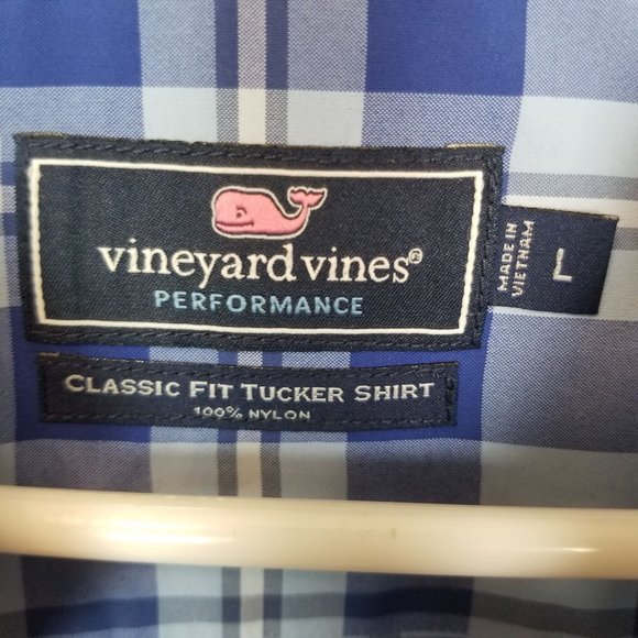 Vineyard Vines Mens L Blue Plaid Classic Fit Tucke - Picture 7 of 8